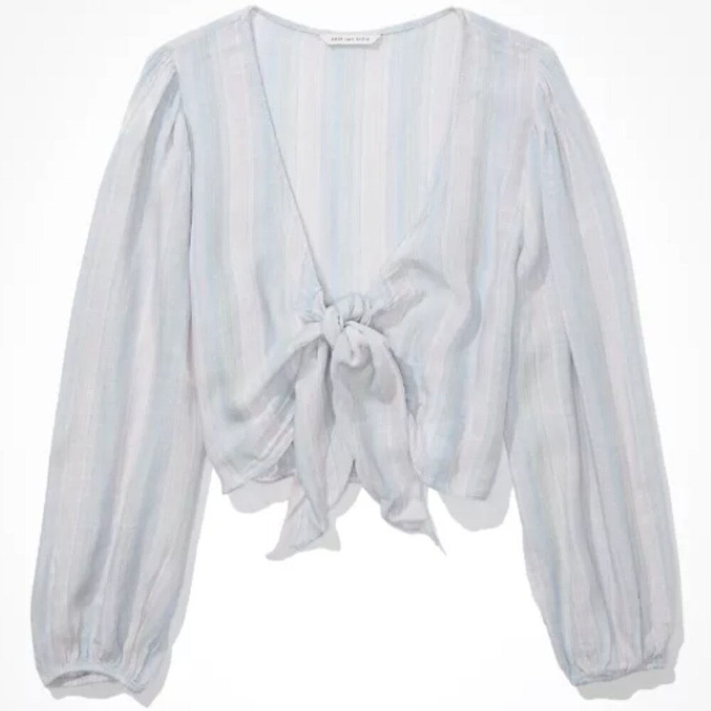 AE Striped Tie-Front Blouse